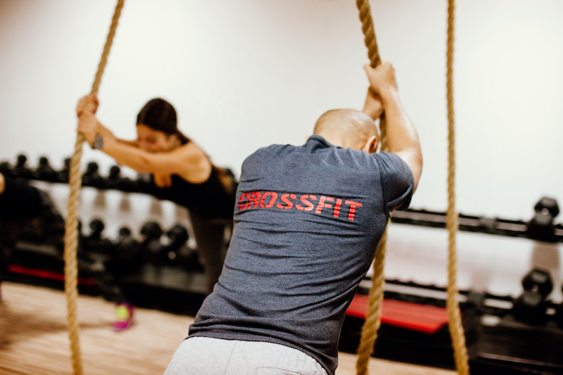 crossfit group training. Group training indoors.