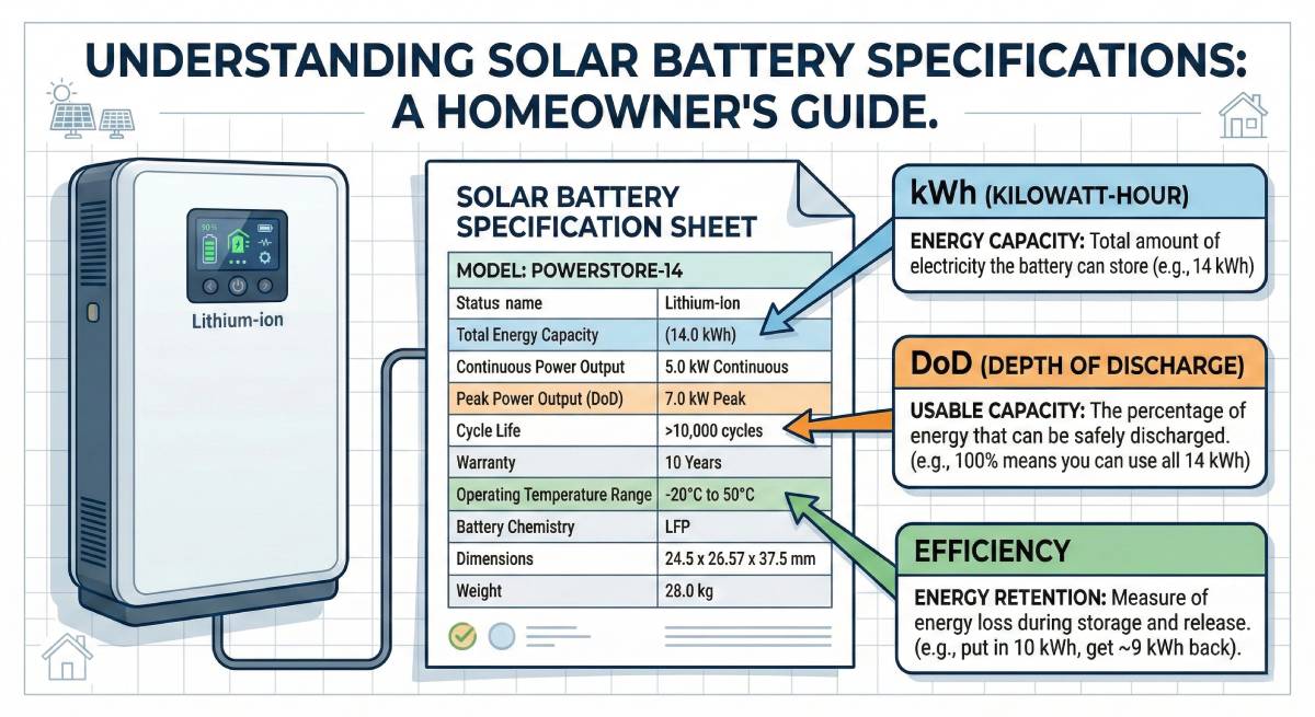 Solar battery specifications explained for homeowners