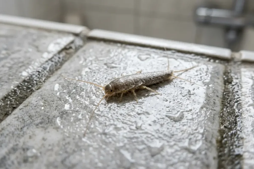 silverfish pest on bathroom tile